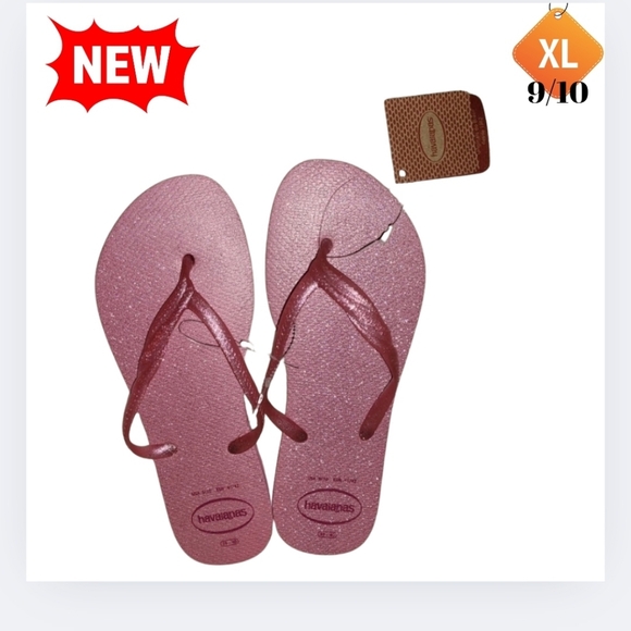 Havaianas Shoes - Havaianas Slim Pink Glitter Flip Flop Sandals size 9/10